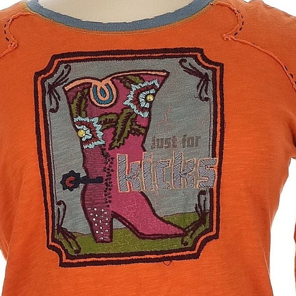 Double D Ranch Long Sleeve top tee Western Yoke embroidered embellished boot XL - Picture 3 of 10